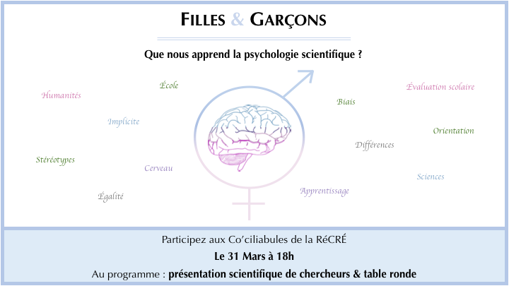 Co’ciliabule de la RéCRÉ à propos de Filles & Garçons (31 mars 2021 à 18h)